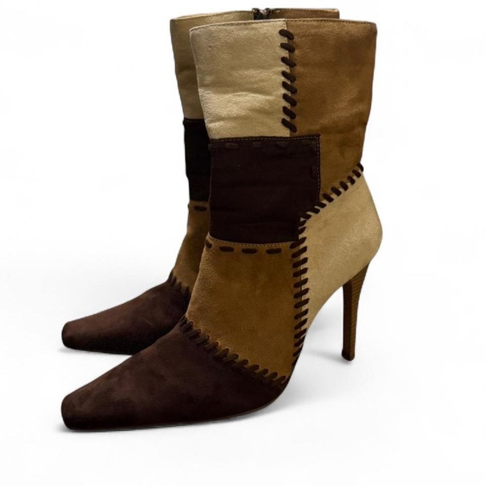 Patchwork Stiletto Booties – Size 8.5 Boho Western Artsy Boots Y2K - Picture 5 of 6